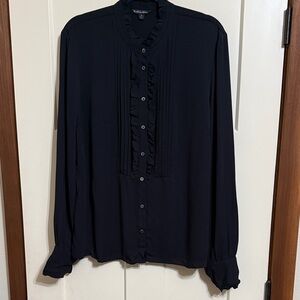 Brooks Brothers Black Ruffle Button-Up Tuxedo Shirt